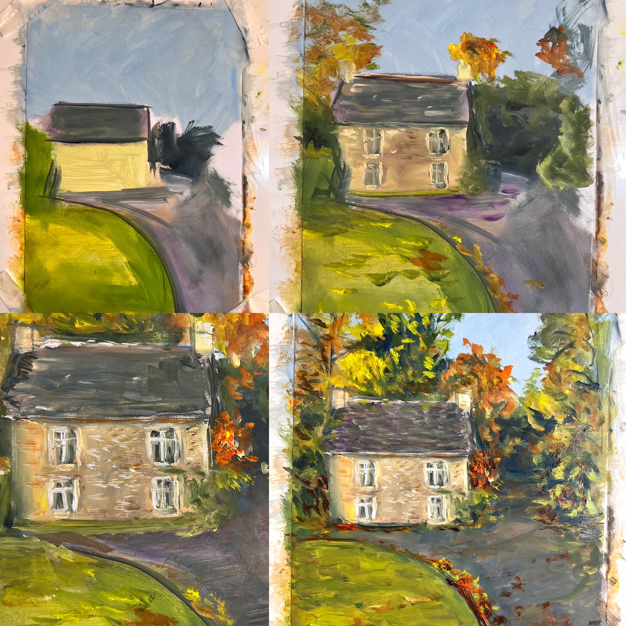 Autumn in the English Countryside — painting by Marina Stognieva in progress, England, 2026